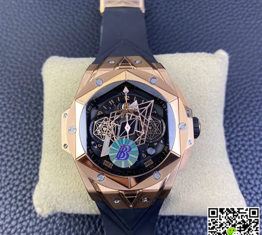 Hublot Big Bang Sang Bleu II 418.OX.1108.RX.MXM19 BB Factory 1:1 Best Edition Replica Watch Black Strap
